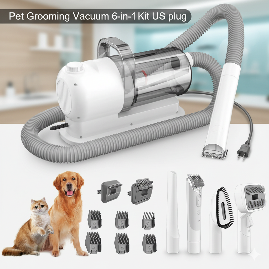 Pet Grooming Vacuum 6-in-1 Kit US plug