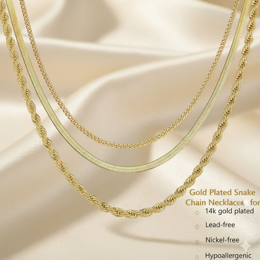 Gold Plated Snake Chain Choker Necklace for Women